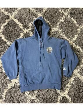 Vintage 90s Notre Dame Fighting Irish Starter Hoodie Mens Medium Blue Pullover